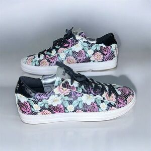 P448 John Flowers Low Top Floral Sneaker Glitter Tab
